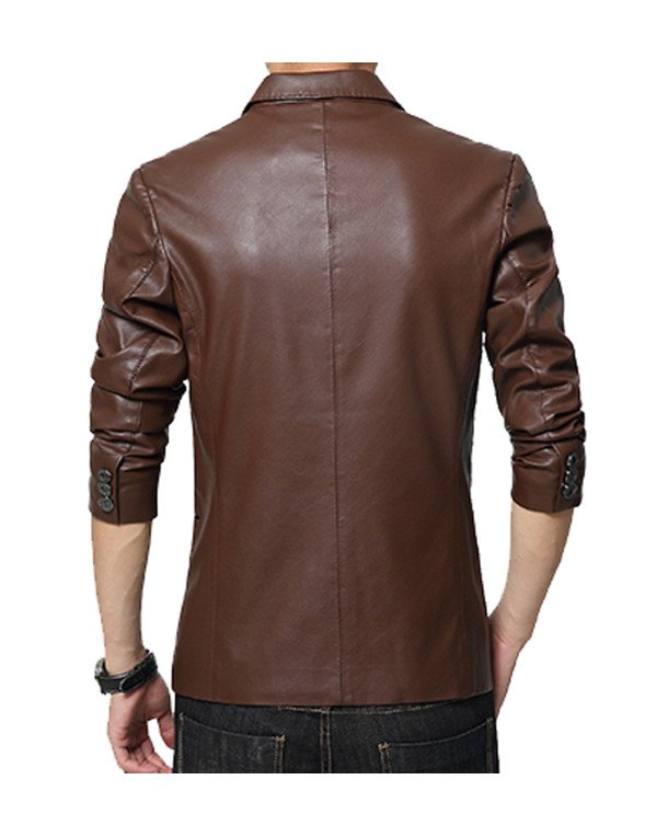 HugMe.fashion Blazer in Brown and Black Leather Blazer JKB01